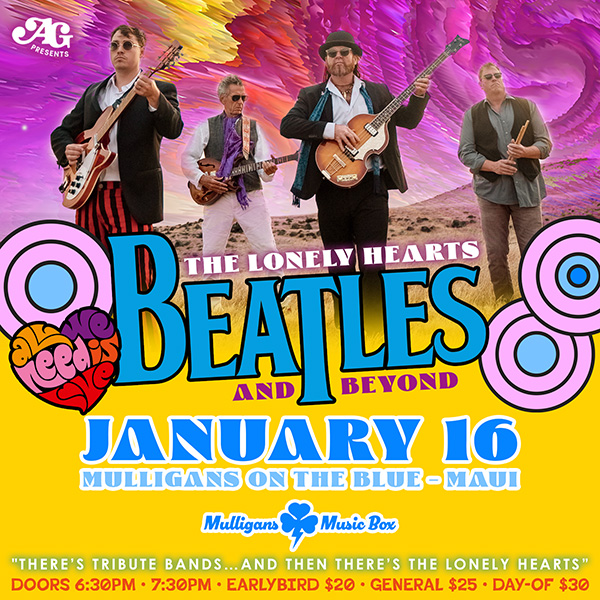 Hawai‘i’s fab-four, Jimmy Dillon, Justin Morris, Austin Hutto, and Steve Morris bring the energy of John, Paul, George and Ringo to every show they play.